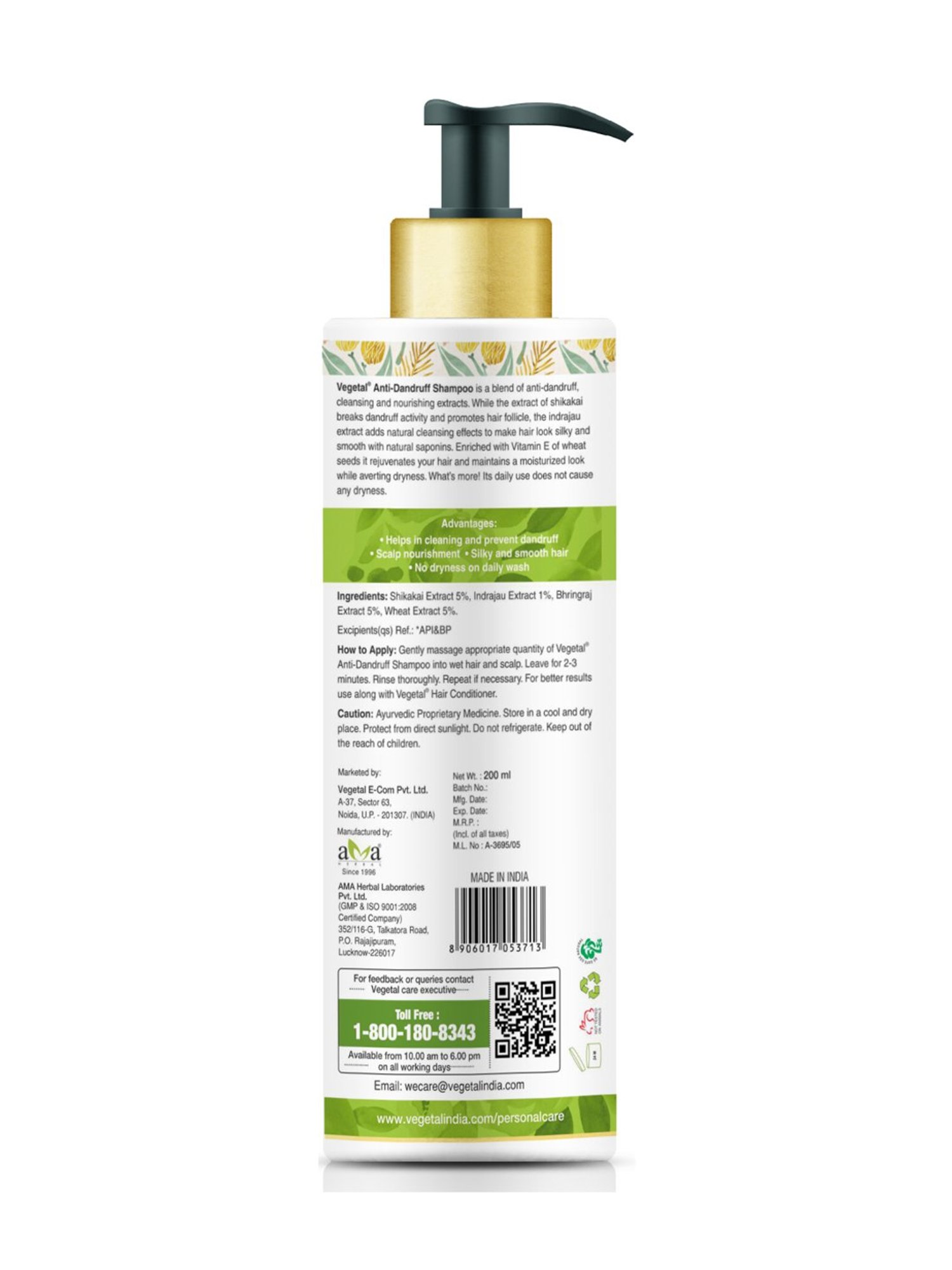 Vegetal Anti-Dandruff Shampoo - 200 ml