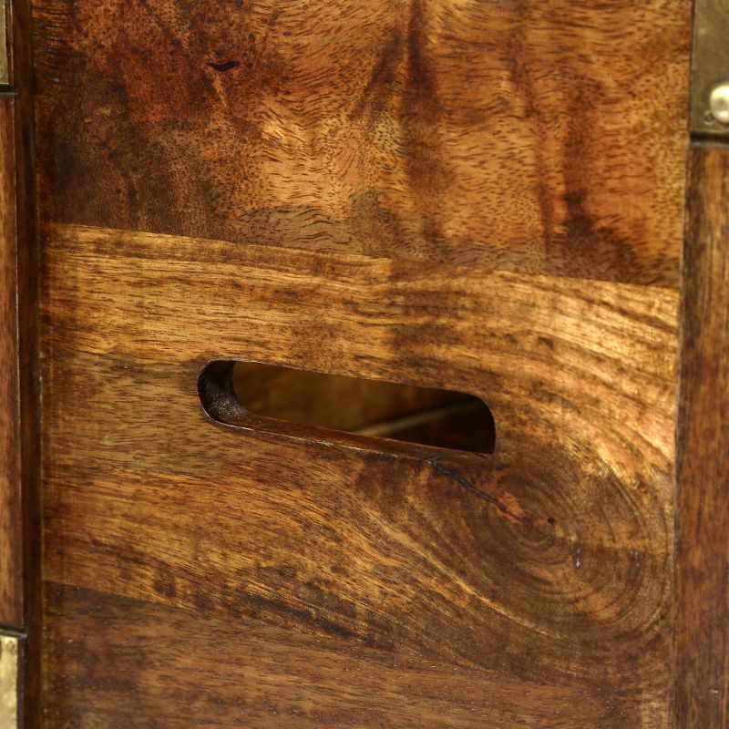 Tucker Handcrafted Boho Wood Storage Trunk Natural/Brass - Christopher Knight Home