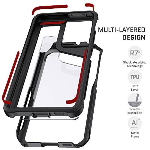 Ghostek Atomic Slim Designed for Galaxy S21 Ultra Case with Protective Metal Bumper Made of Super Tough Lightweight Military Grade Aluminum Alloy for 2021 Galaxy S21 Ultra 5G (6.8 Inch) (Phantom Red)
