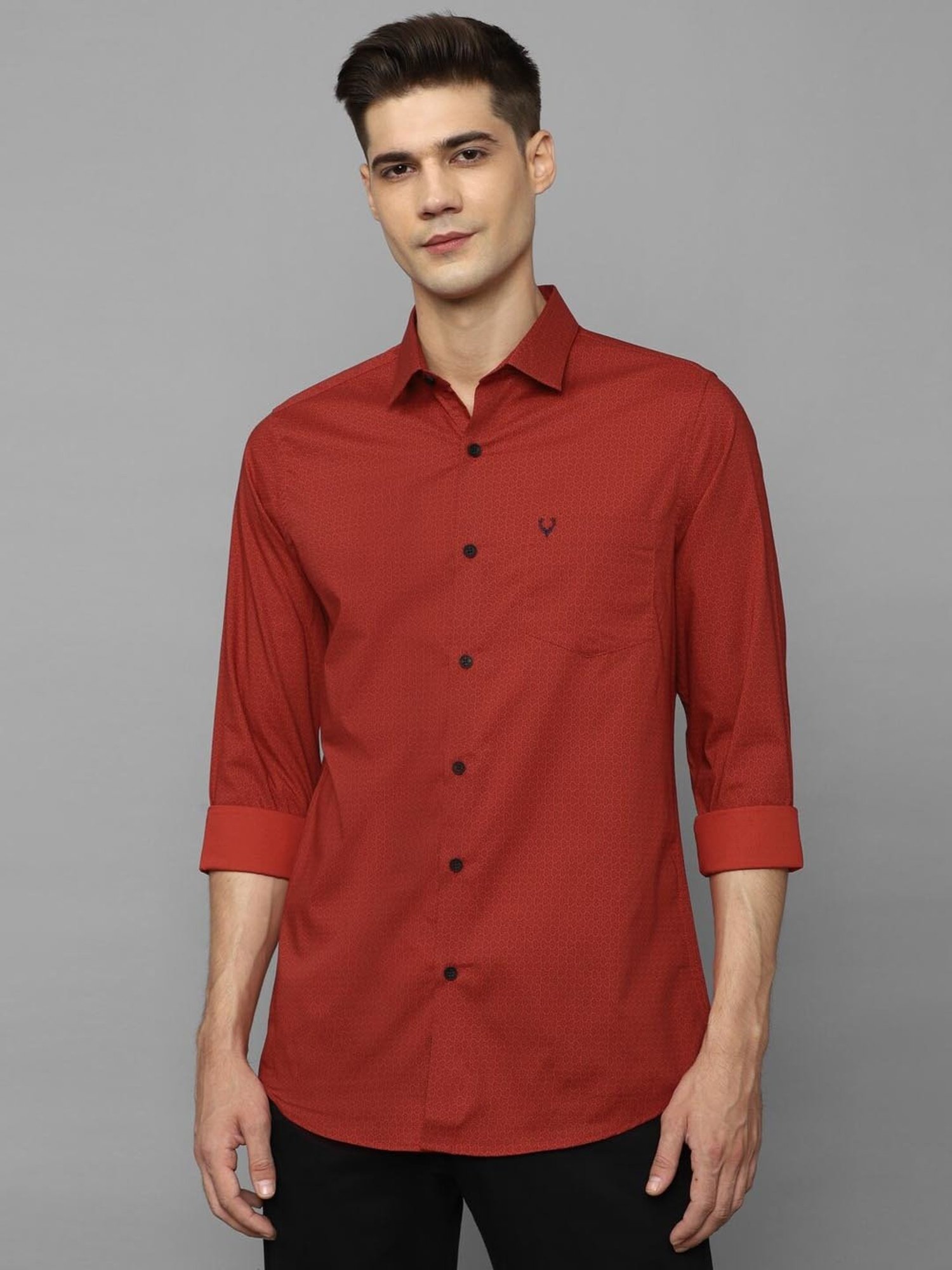 Spykar Blue Cotton Slim Fit Checks Shirt