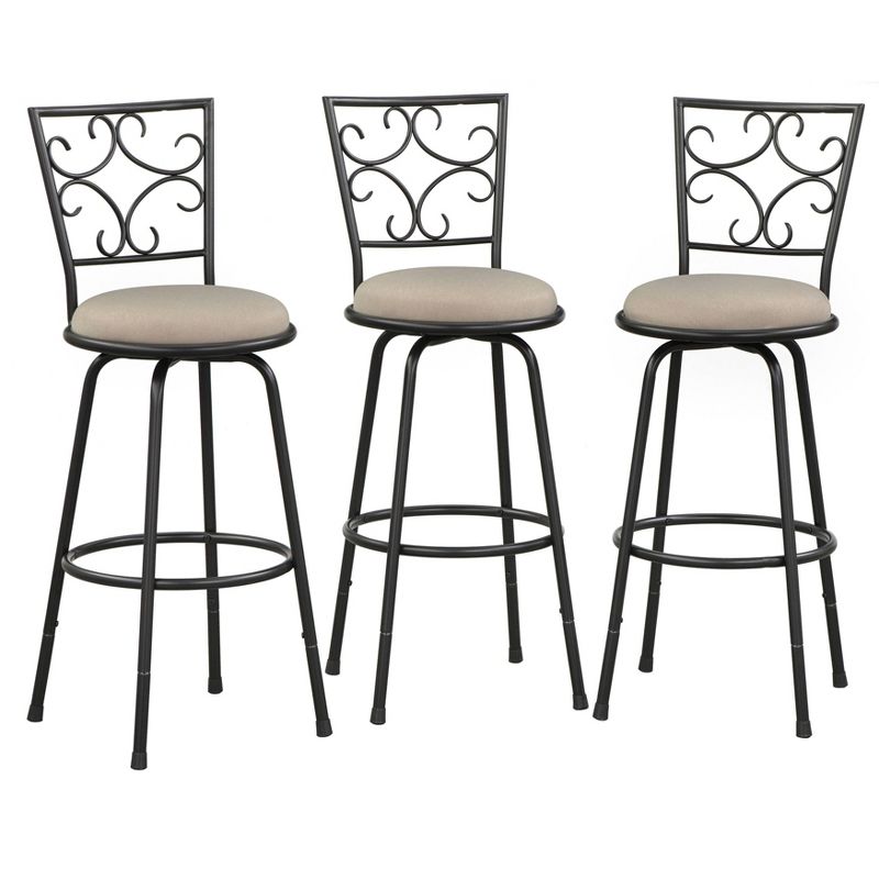 Set of 3 Claremont Adjustable Height Swivel Barstools Black - Buylateral