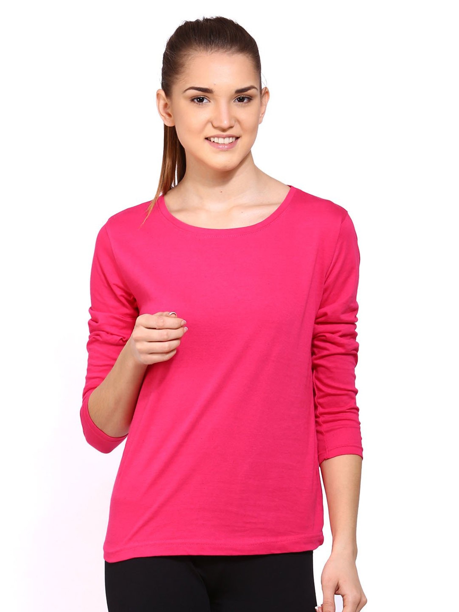 Appulse Dark Pink Cotton Slim Fit T-Shirt
