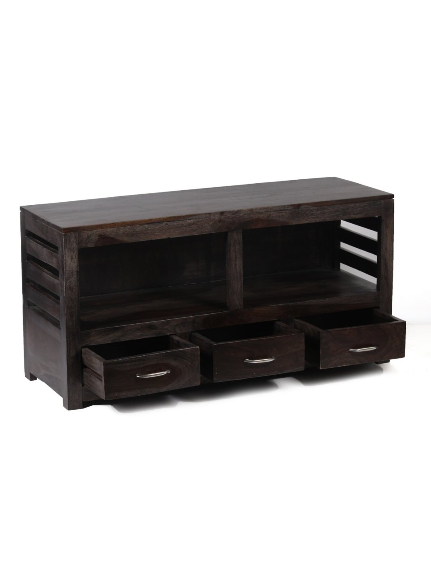 Ikiriya Allen Solid Dark Brown Wood Console Table Mahogany Finish