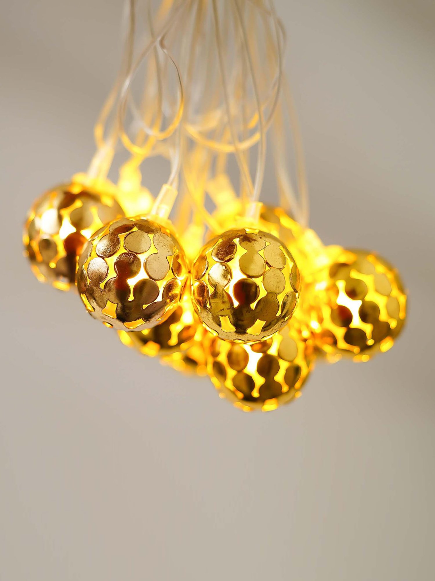 eCraftIndia Golden Ball Steady, Blinking Color Changing LED Fairy String Lights