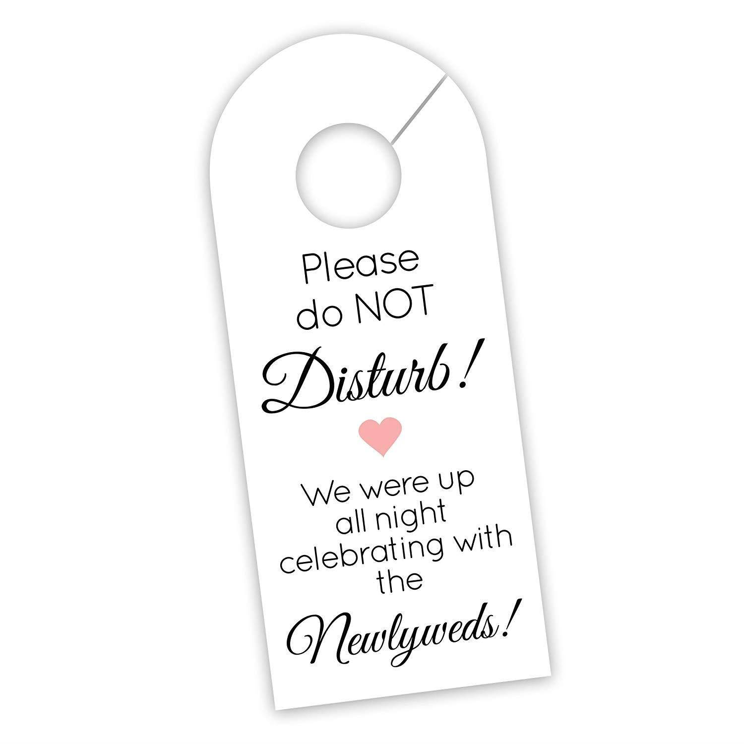 Wedding Door Hanger Sign, Hotel Welcome Bag Signs, Do Not Disturb Sign, Celebrating (DH10-BL-WT)