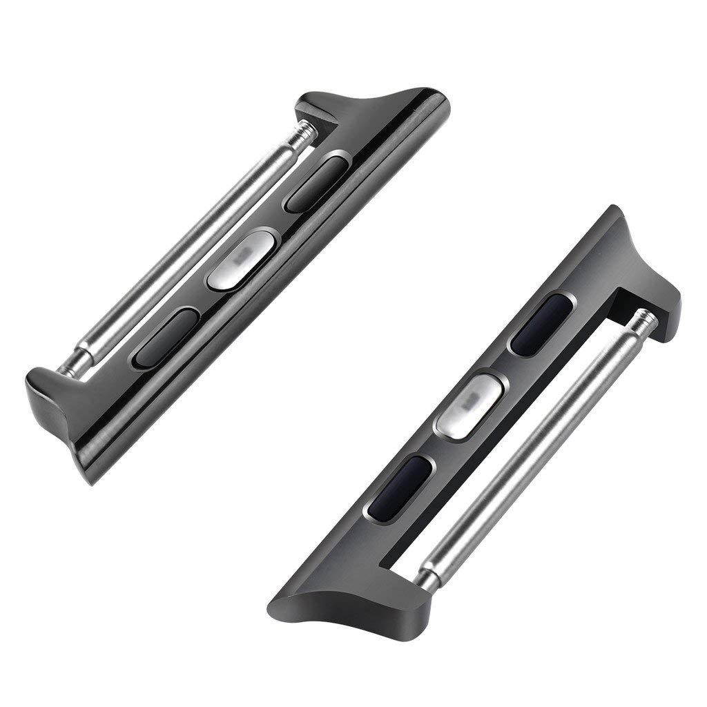 Wearlizer Grey Adapters Compatible Apple Watch 42mm 44mm Stainless Steel Connectors Clasp Compatible iWatch Series 4 Series 3 Series 3 Series 1 (Easy to Install No Screw or Screwdriver)