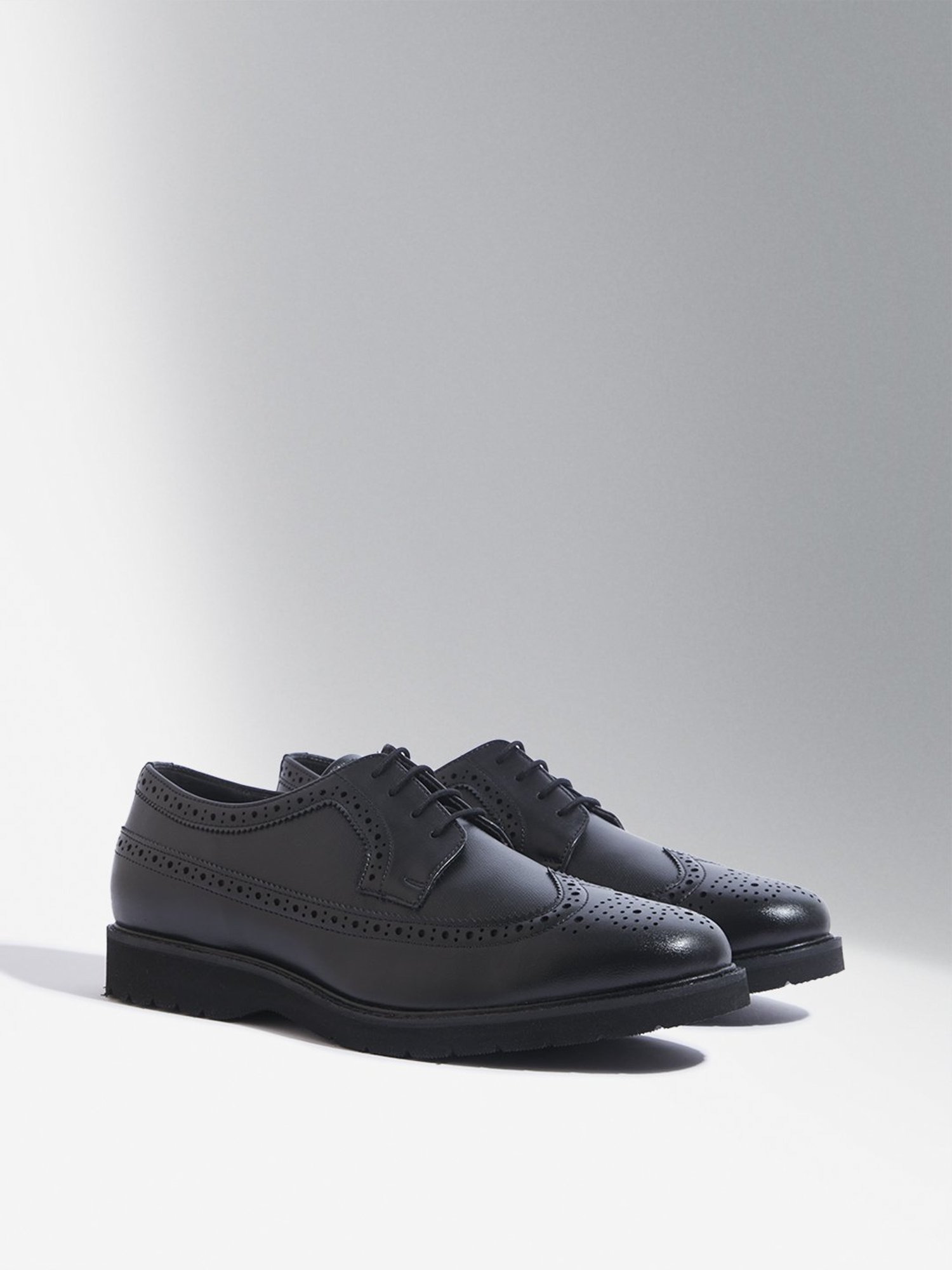 SOLEPLAY by Westside Black Perforated Lace-Up Shoes