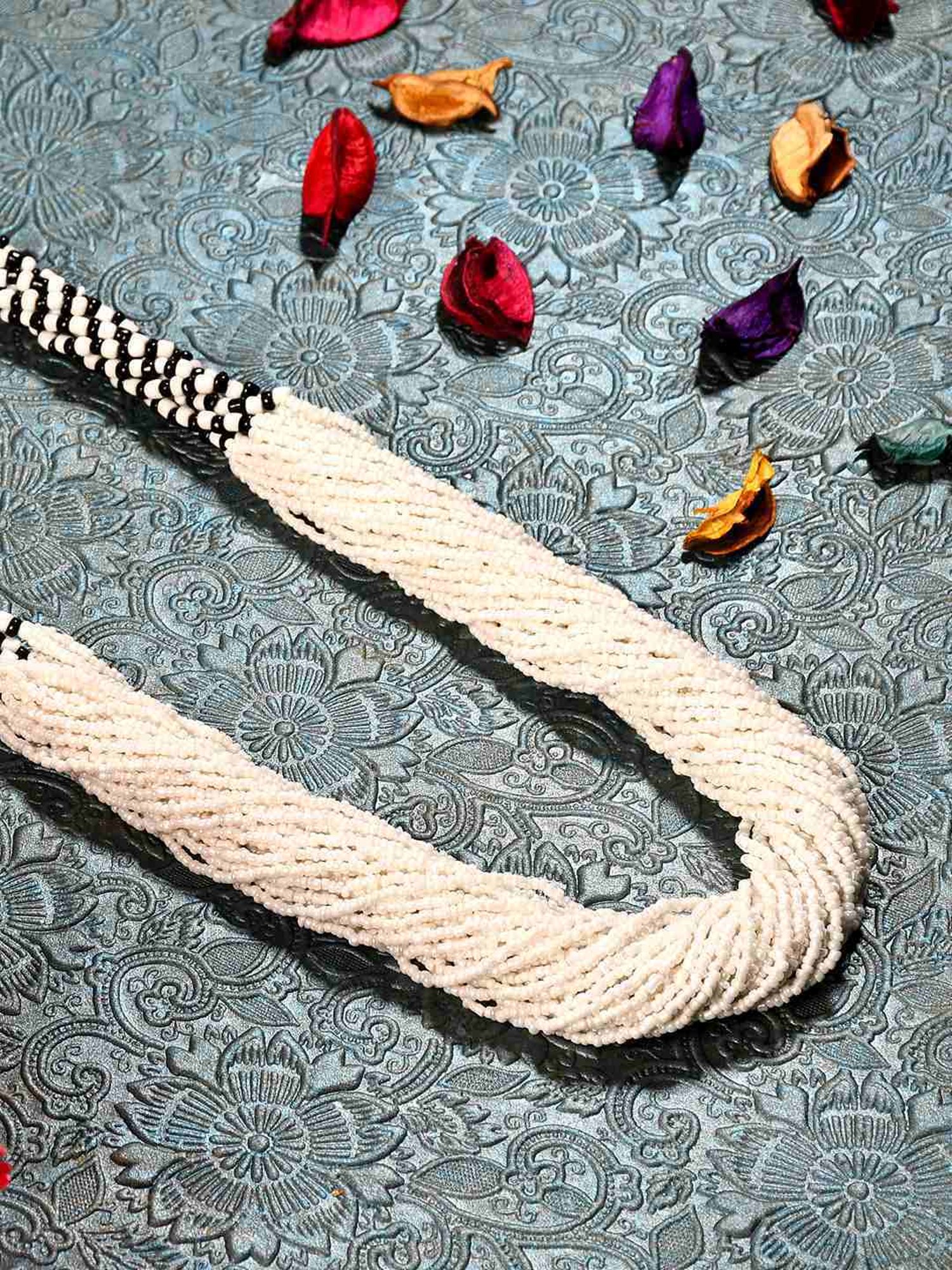 Imli Street White Long Beaded Handcrafted Necklace