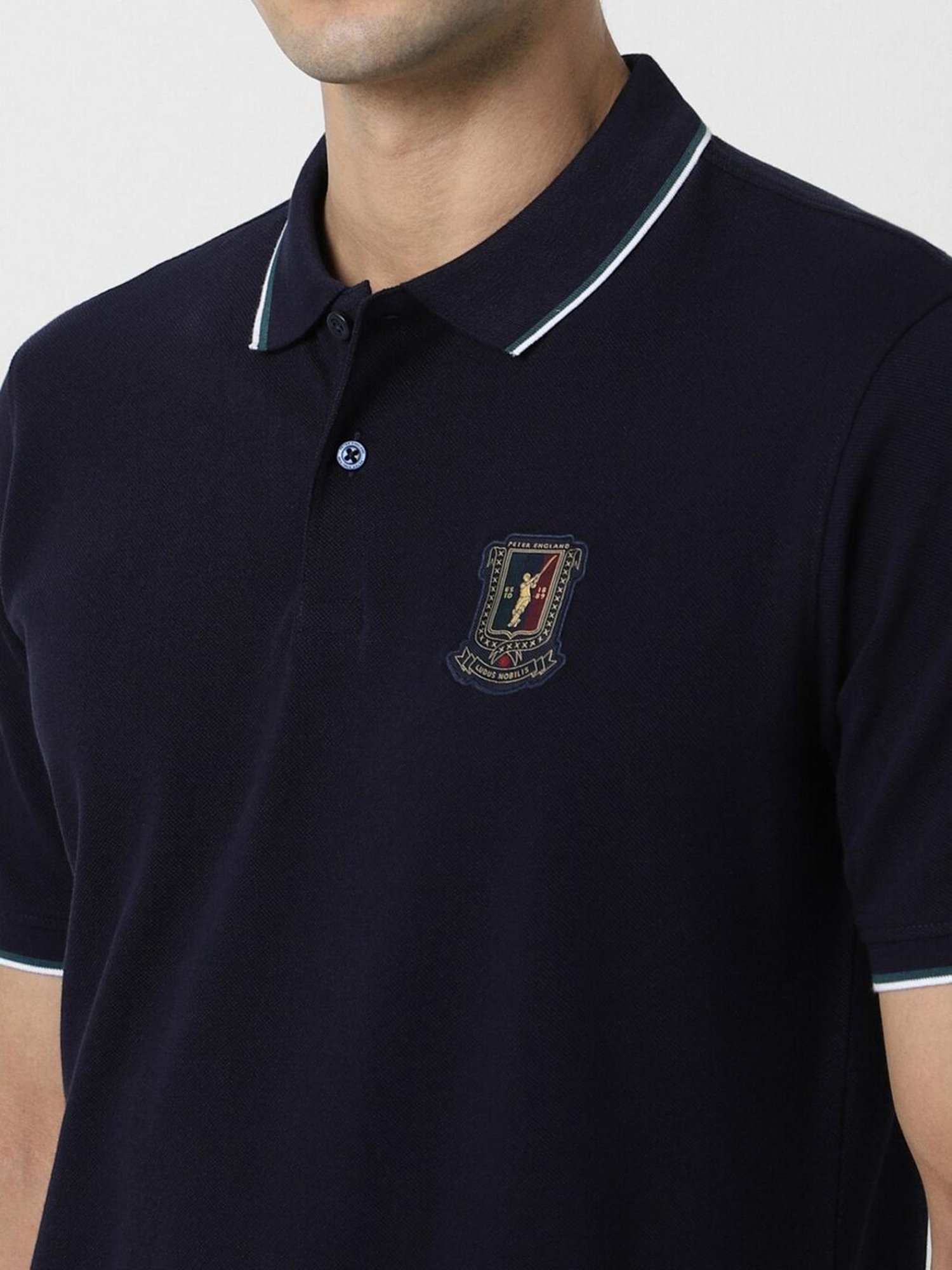 Peter England Navy Regular Fit Polo T-Shirt