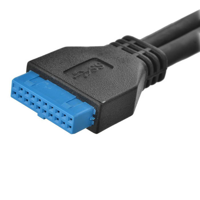 CY USB 3.0 Dual Ports A Female Screw Mount Type to Motherboard 20pin Header cable Black U3-162-BK