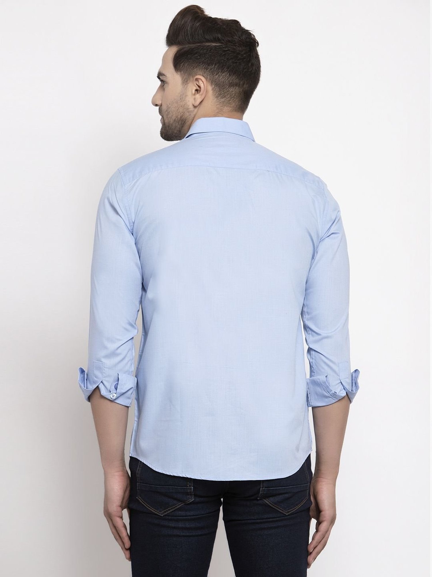 Jainish Blue Cotton Regular Fit Shirt