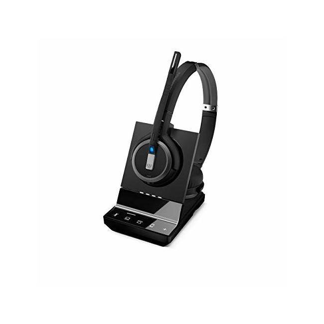 Sennheiser SDW 5065 (507000) - Double-Sided (Binaural) Wireless Dect Headset for Desk Phone Softphone/PC Connections Dual Microphone Ultra Noise Cancelling, Black