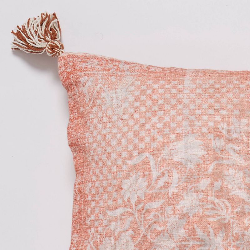 20"x20" Terracotta Patterned Motif Printed Square Throw Pillow - Patina Vie