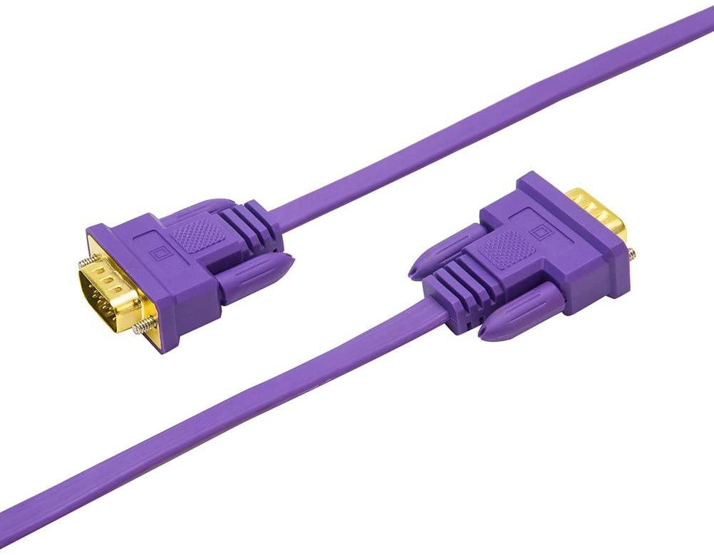 DTECH Flat Slim 100ft VGA Cable Male to Male Port for Computer Monitor Laptop Projector - Purple - 30m