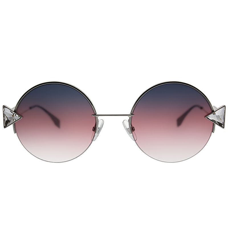 Fendi Rainbow FF 0243 TJV FF Womens Round Sunglasses Silver 55mm