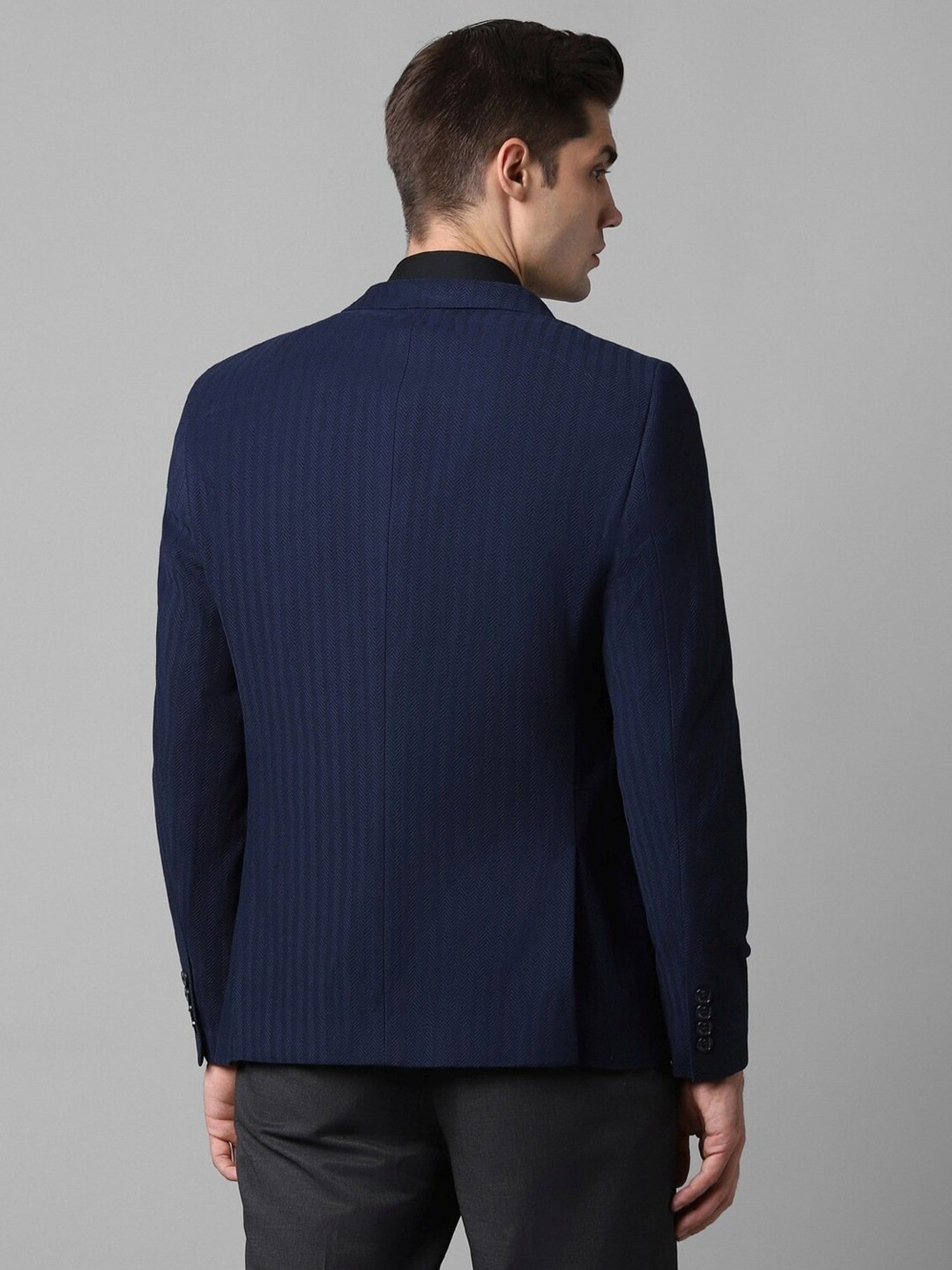 Louis Philippe Sport Navy Slim Fit Striped Blazer