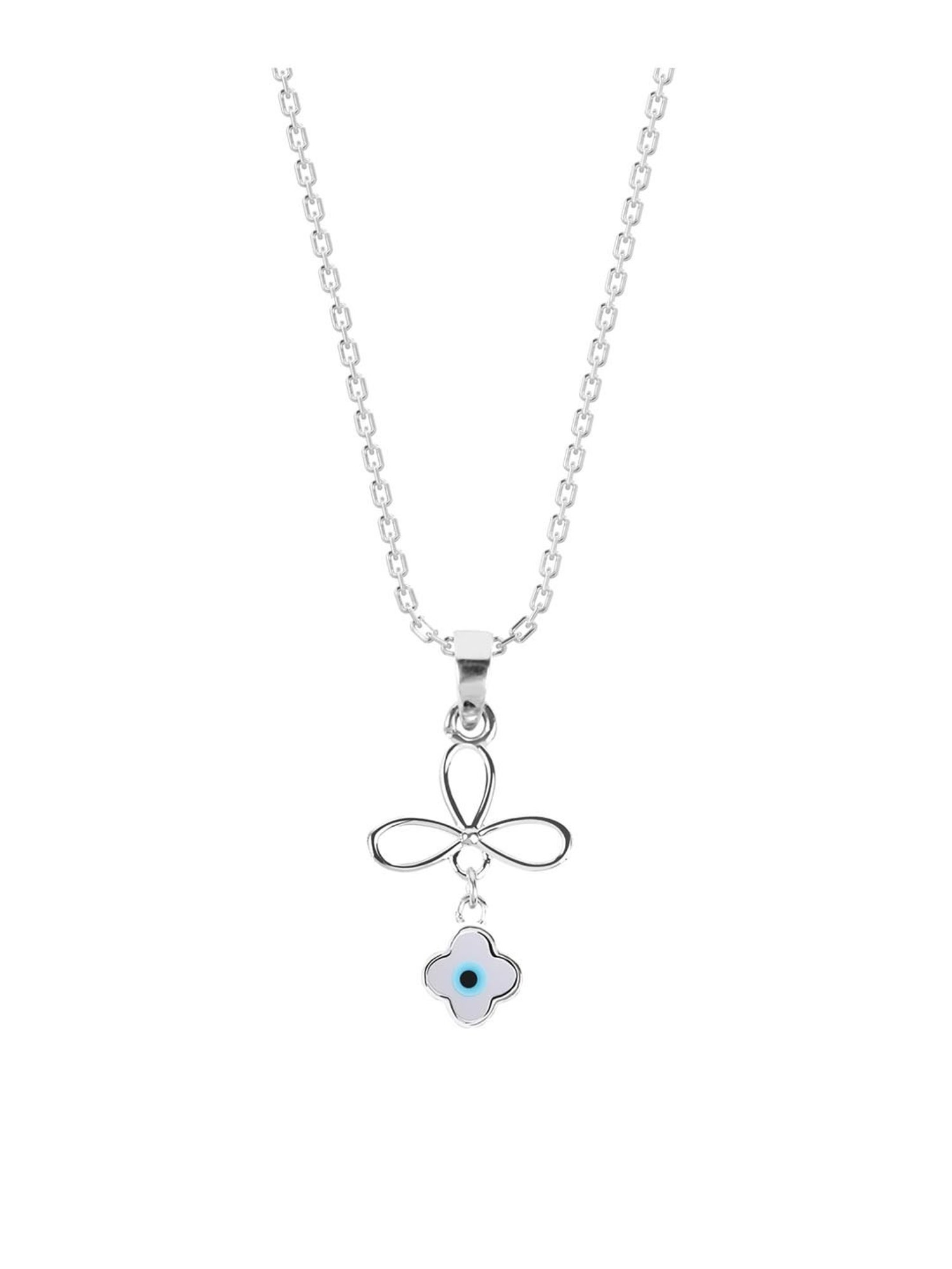 Clara 92.5 Sterling Silver Evil Eye Flower Pendant with Chain for Women