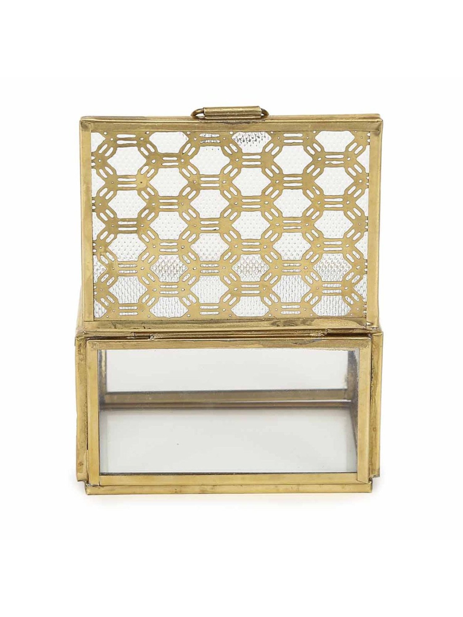 Home4U Gold Glass Large Kaori Antique Box