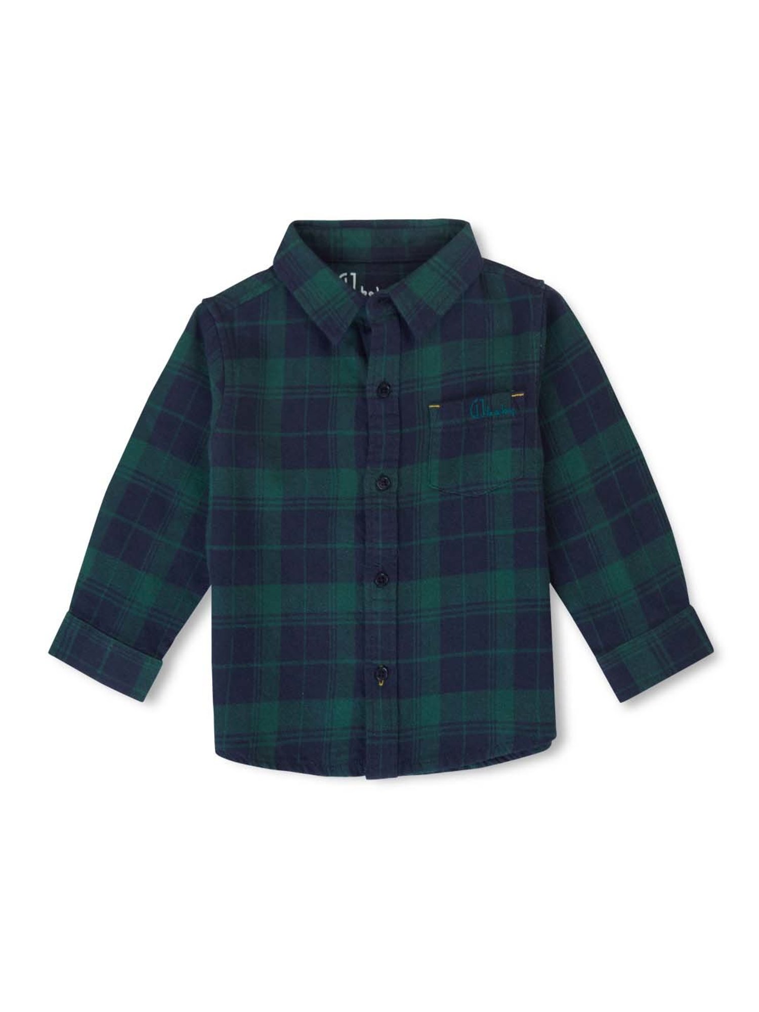 GJ baby Kids Grey & Green Cotton Chequered Full Sleeves Shirt
