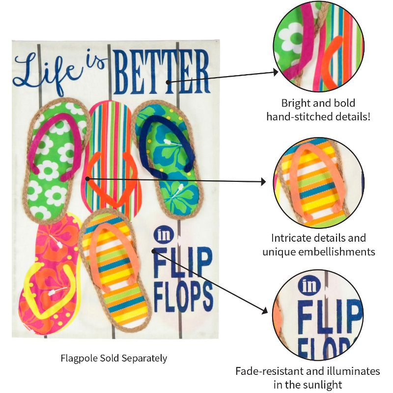 Evergreen Life Is Better In Flip Flops Garden Linen Flag