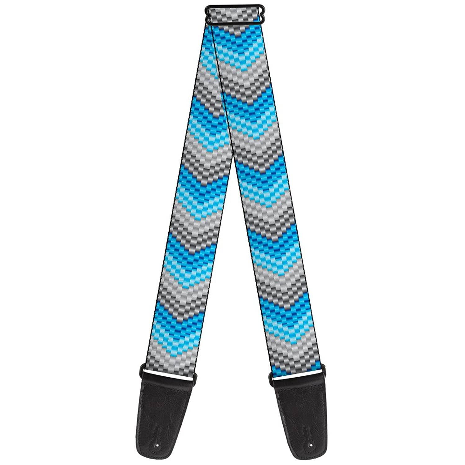 Guitar Strap Chevron Weave Grays Blues 2 Inches Wide