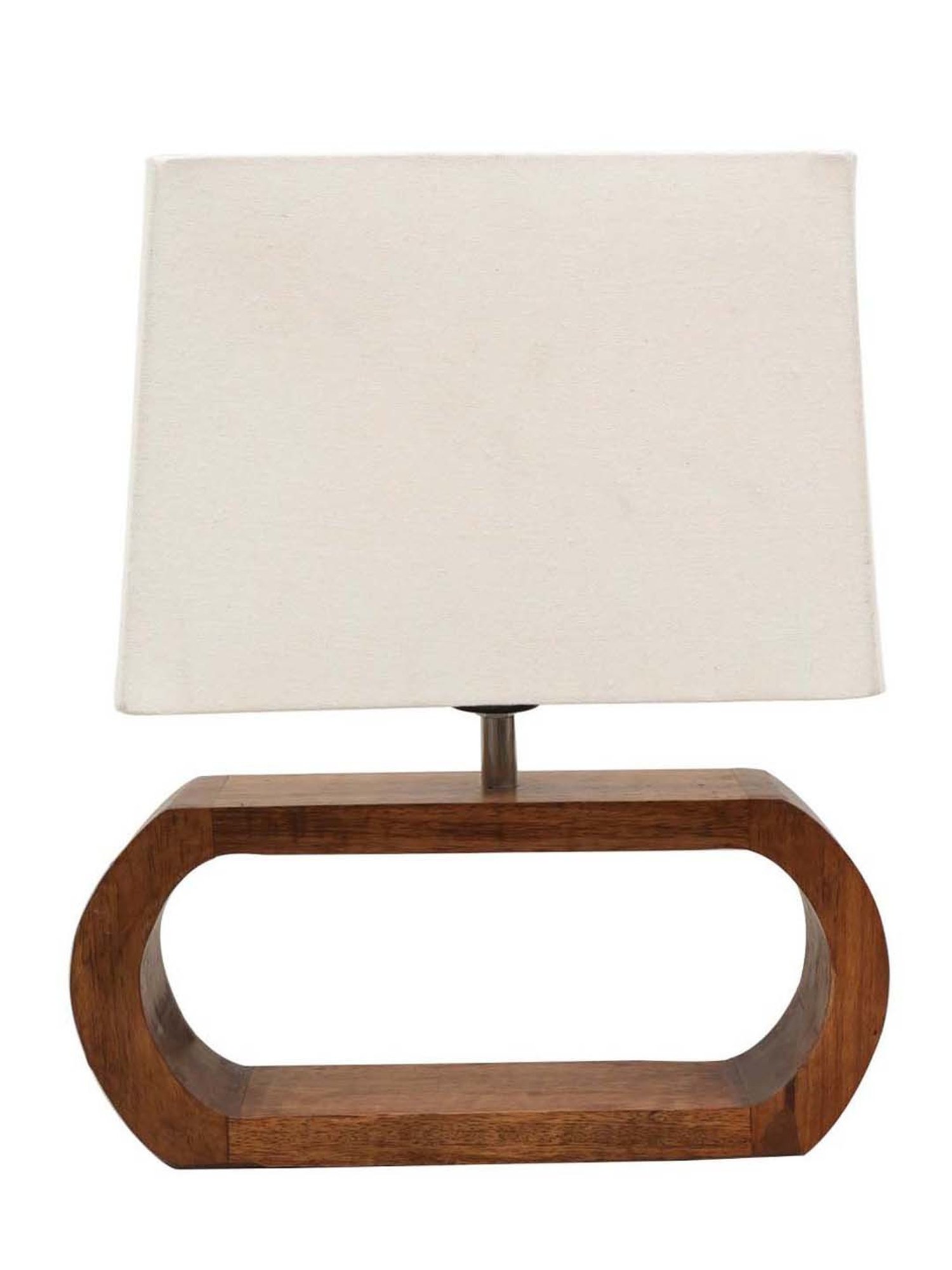 Homesake White & Brown Wood Bedside Desk Nightstand Table Lamp