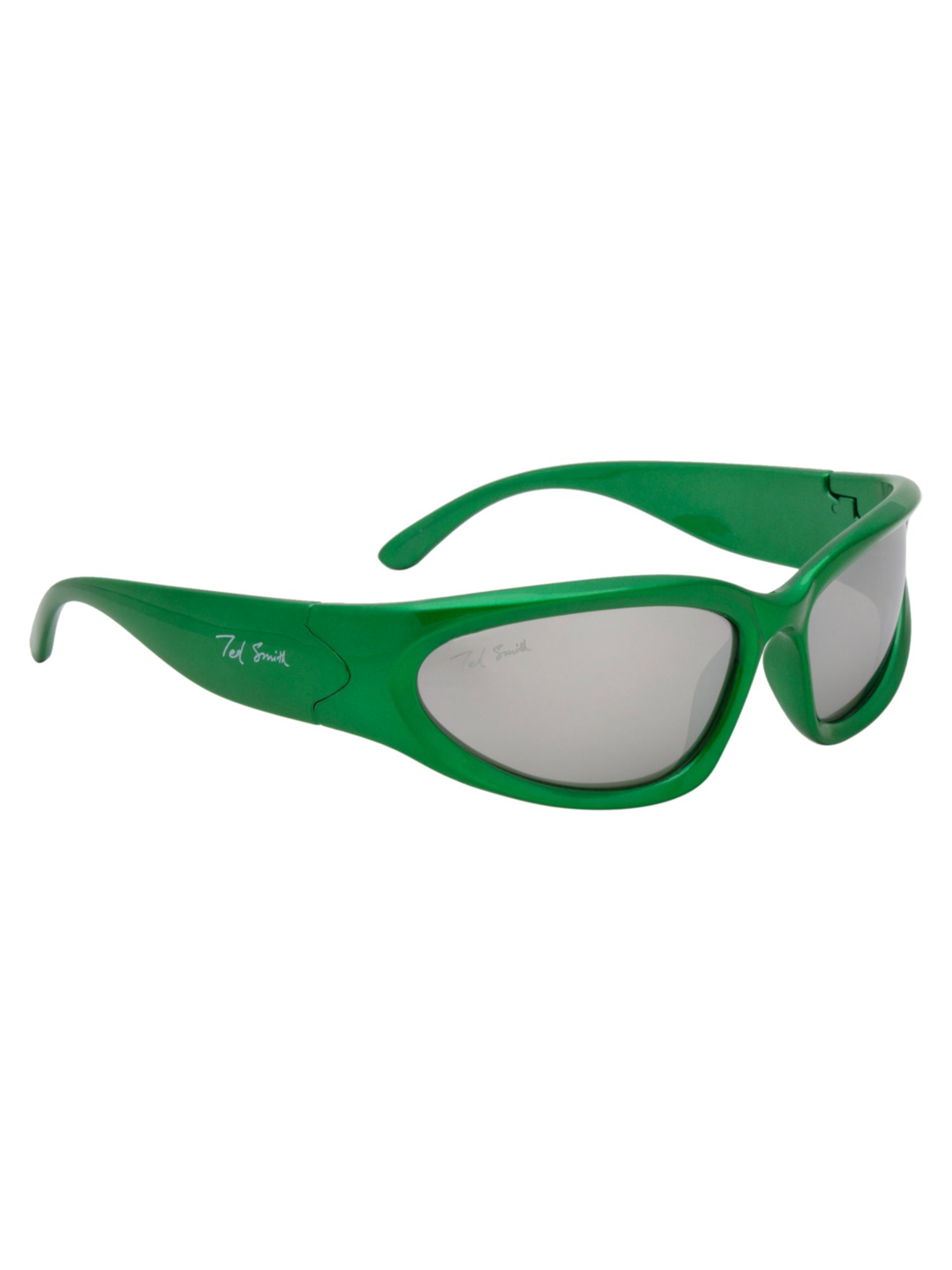 Ted Smith Silver Wraparound UV Protection Unisex Sunglasses