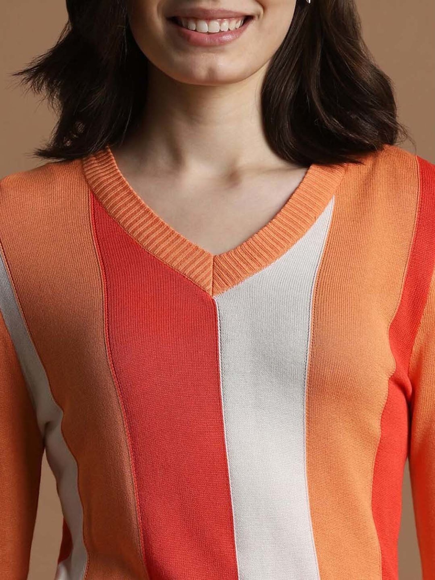 Allen Solly Orange Color-Block Top