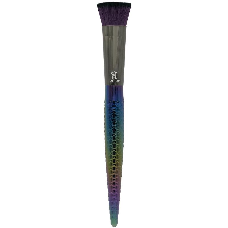 MODA Brush Mythical 6pc Dark Dragon Makeup Brush Set with Holographic Flip Case, Includes - Powder, Contour, Angle Shader, and Precision Lip Brushes