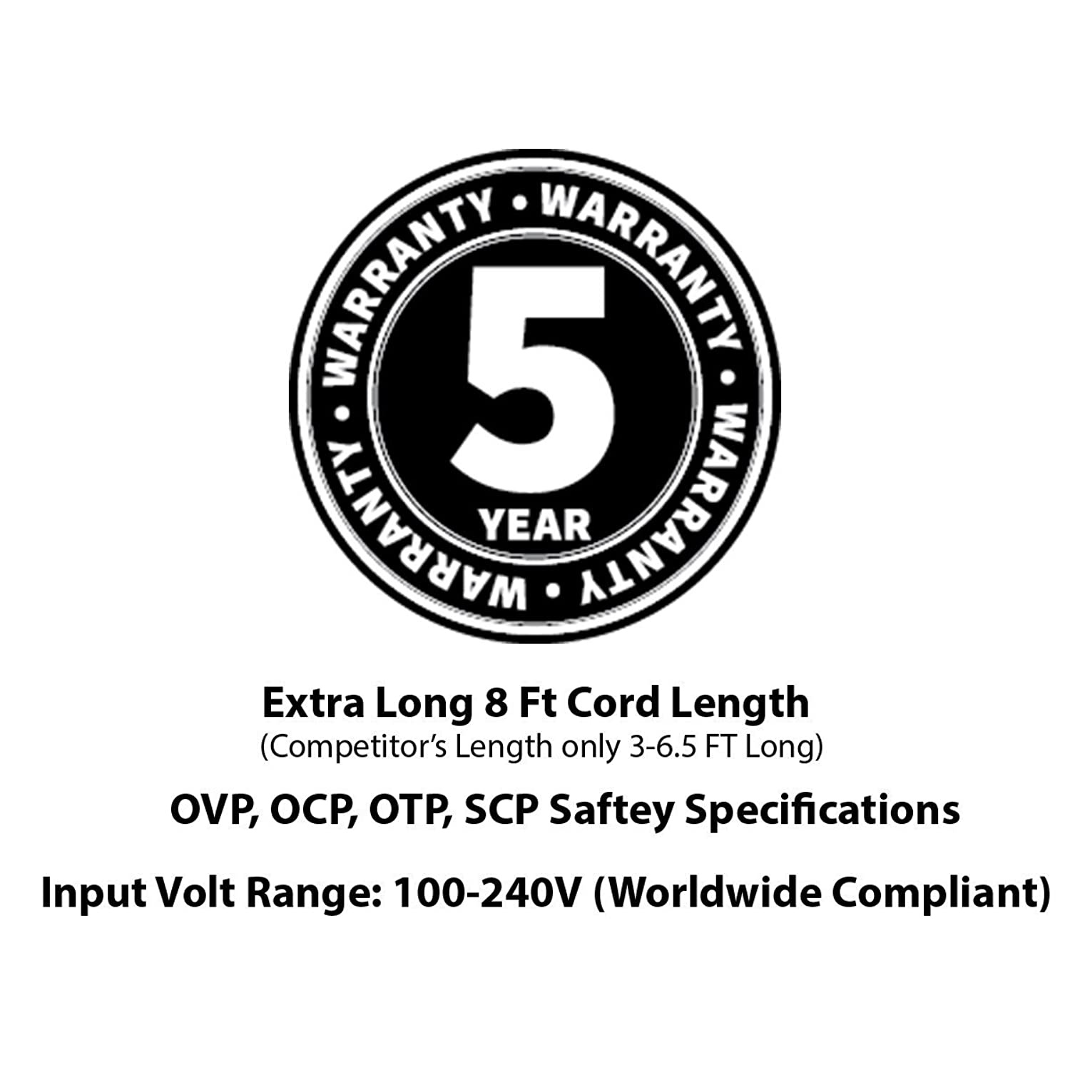 Omnihil Power Supply AC -DC 12V 1A Compatible with WRT54G Extra 8 Feet Cord