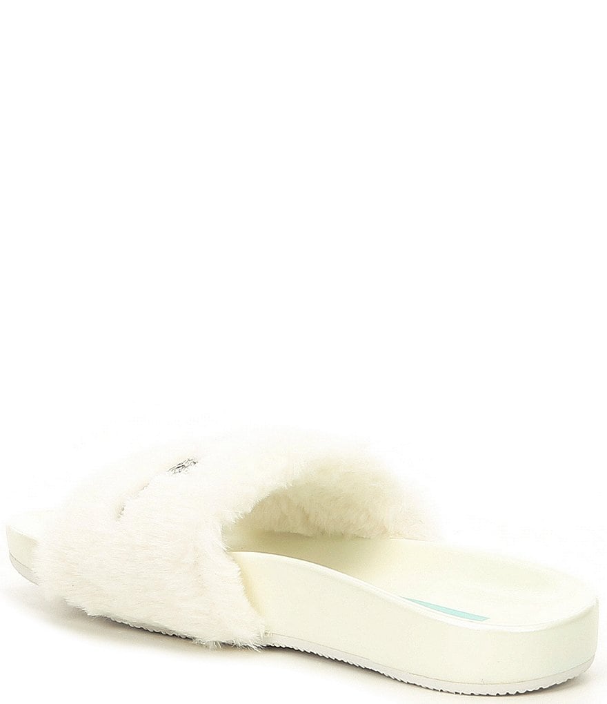 Blue by Betsey Johnson Alice Faux-Fur Bridal Slides