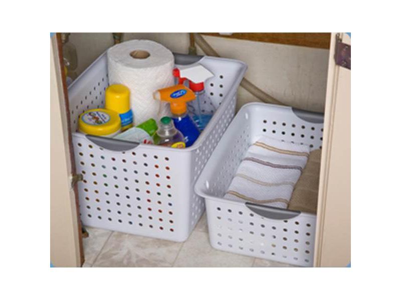 Lakeside Large Clear Plastic Storage Bins for the Kitchen and Home - Set of 3