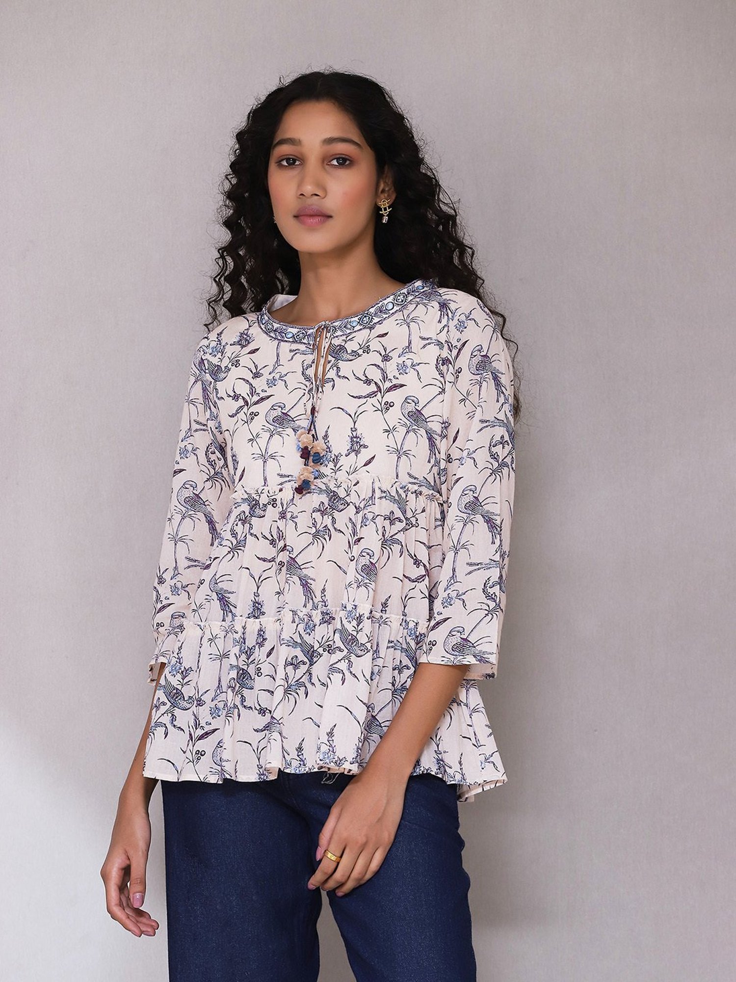 aarke Ritu Kumar Ecru Printed Top