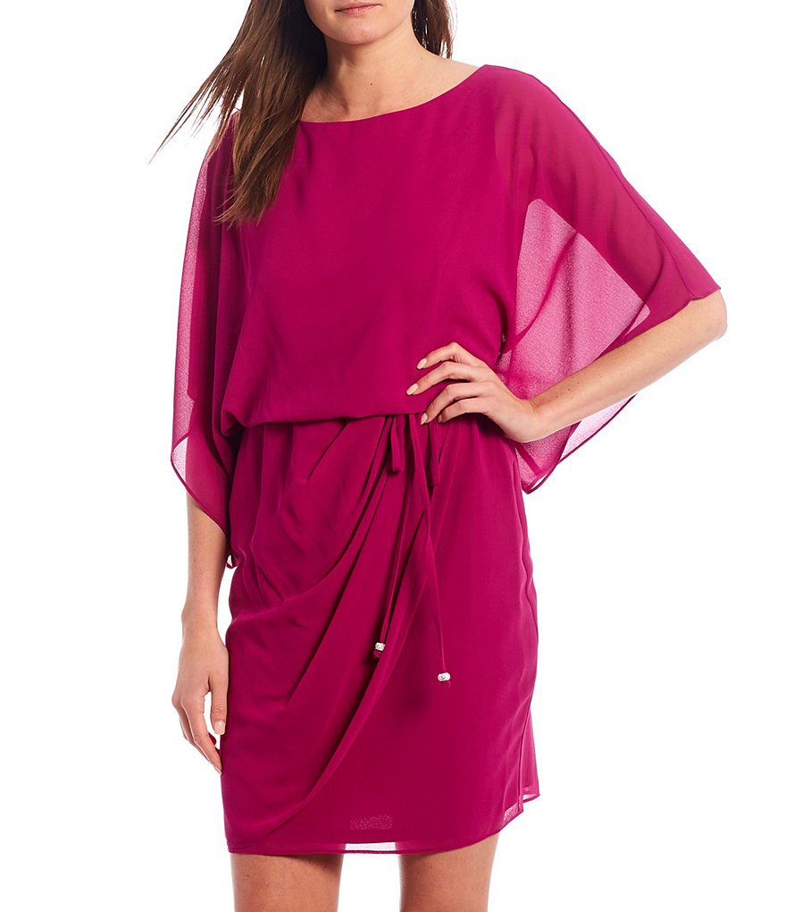 Jessica Howard Dolman Sleeve Drape Front Blouson Dress