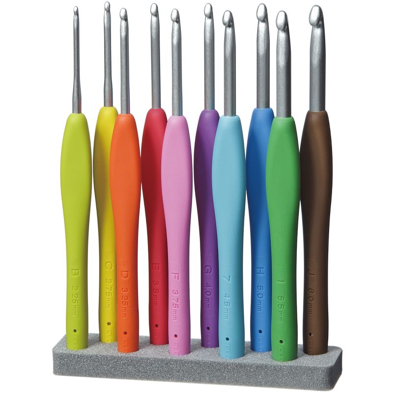 Clover Amour Crochet Hooks 10/Pkg-Sizes B To J