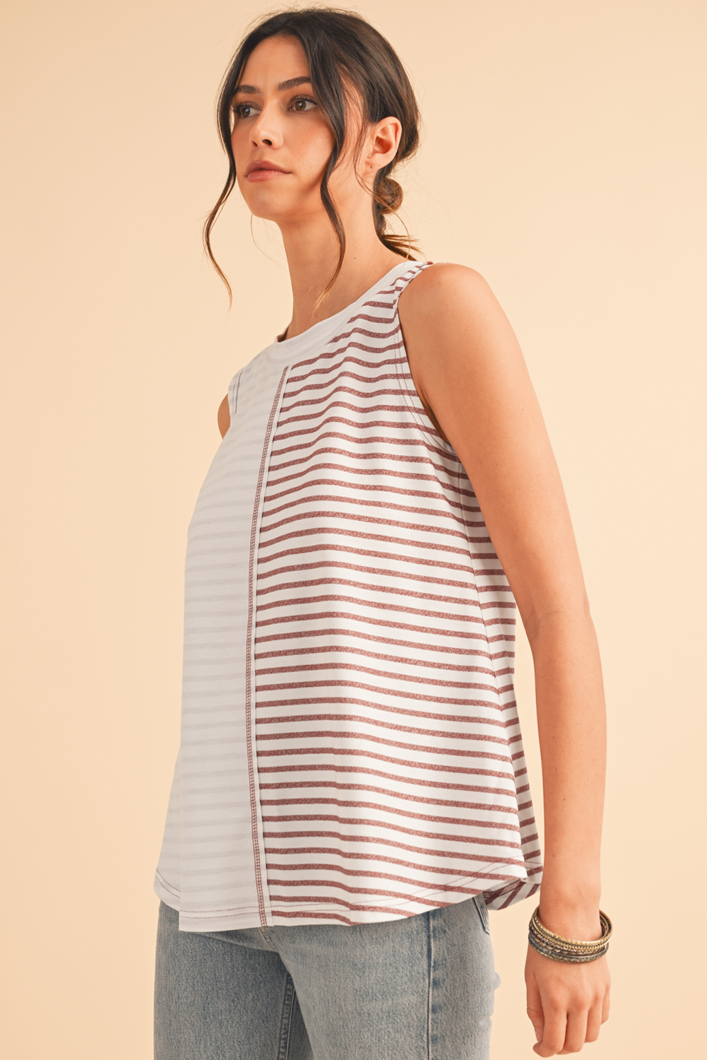 Black Floral Jacquard Square Neck Tank Top