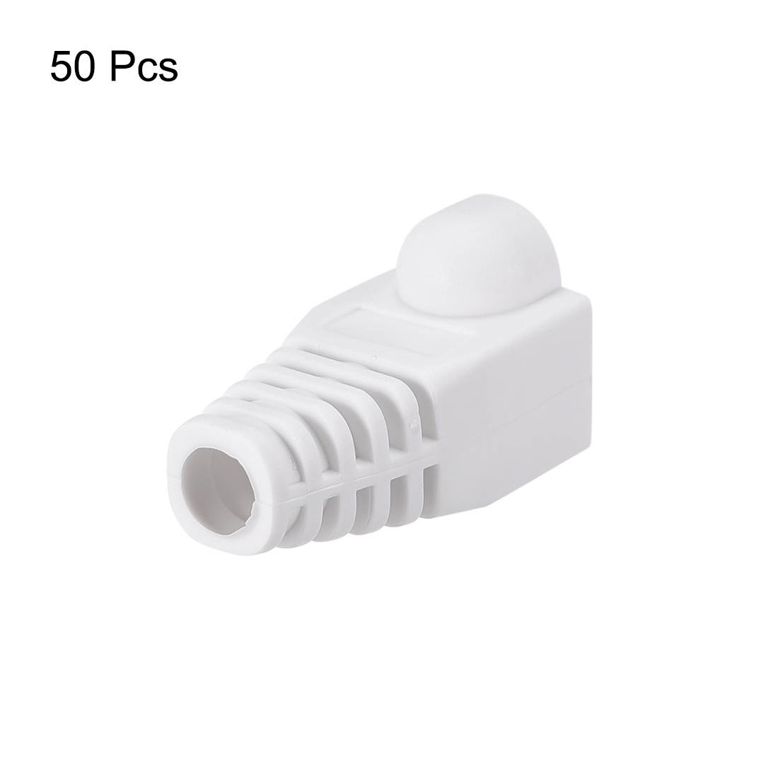 RJ45 Boots Cover Anti Dust Protector for Network Cable Cat5 Cat5E Cat6 6mm Hole Dia White Plastic 50Pcs