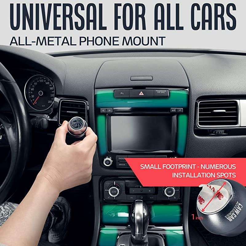 Car Phone Mount Magnetic AllMetal iPhone Car Mount for Any Smartphone or GPS Truly OneHanded Cell Phone Holder for Car Dashboard