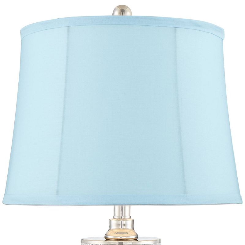 Regency Hill Luca Chrome and Glass Blue Softback Shade USB Table Lamps