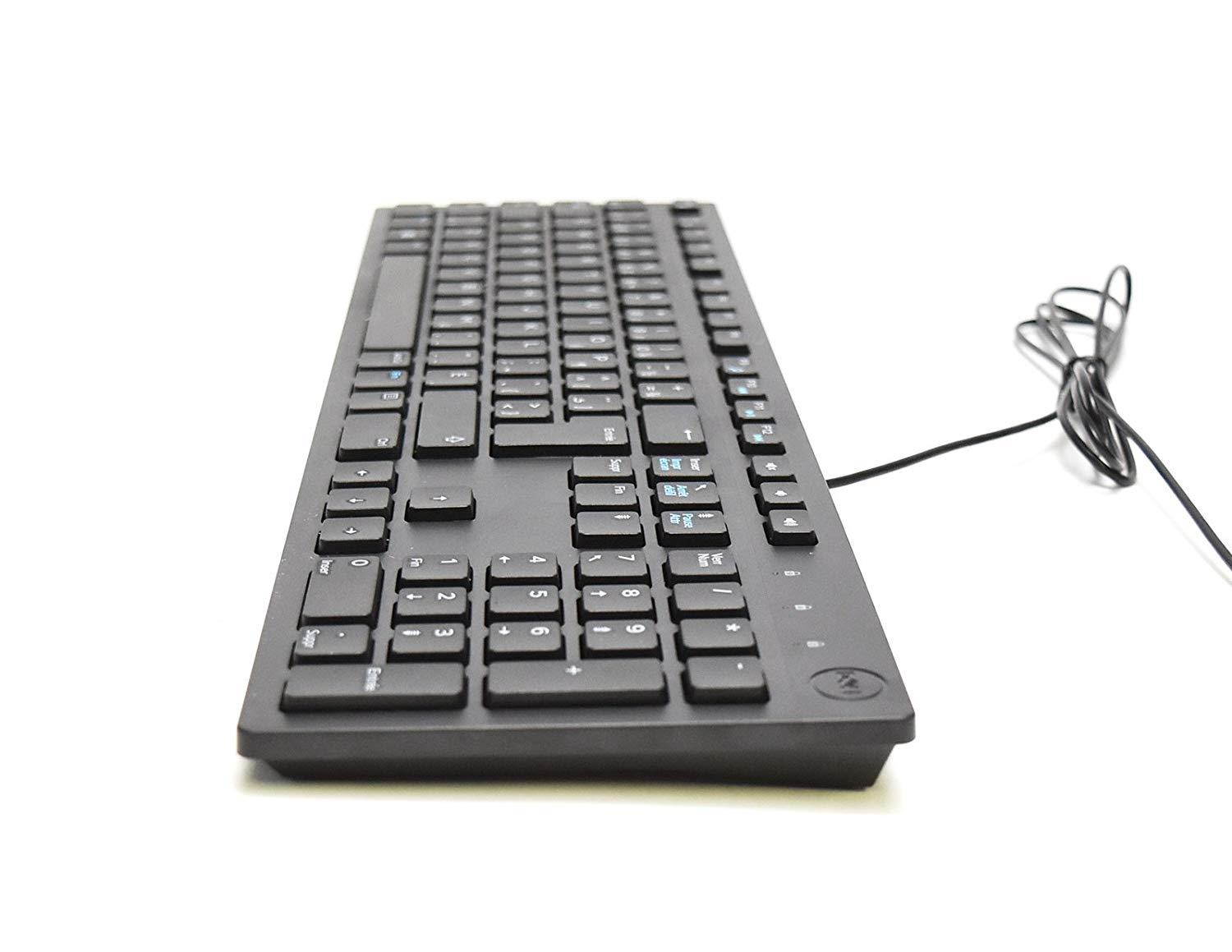 New C36YV Genuine OEM Dell French Canadian Keyboard Slim QWERTY USB Wired Connection For Home Office FN Media Hot Keys Number Pad Model KB216T Universal FRN/CAN Typing Board Interface Port