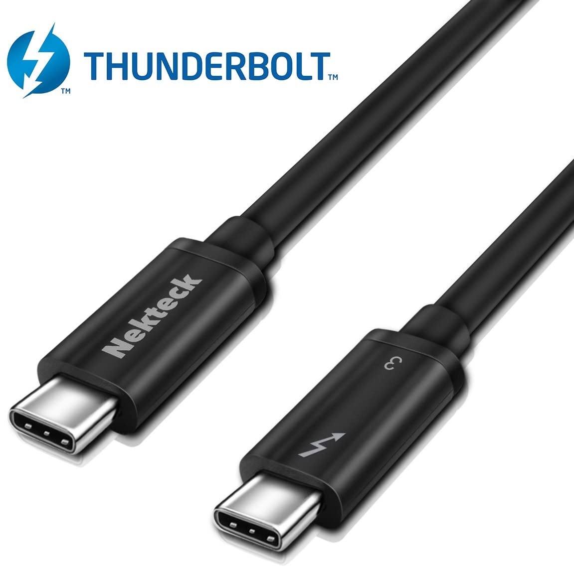 [Thunderbolt 3 Certified] Nekteck Thunderbolt 3 (20Gbps) Cables 100W (USB C Compatible) for Macbook Pro ThinkPad Yoga Alienware 17 and more/ Black 6ft