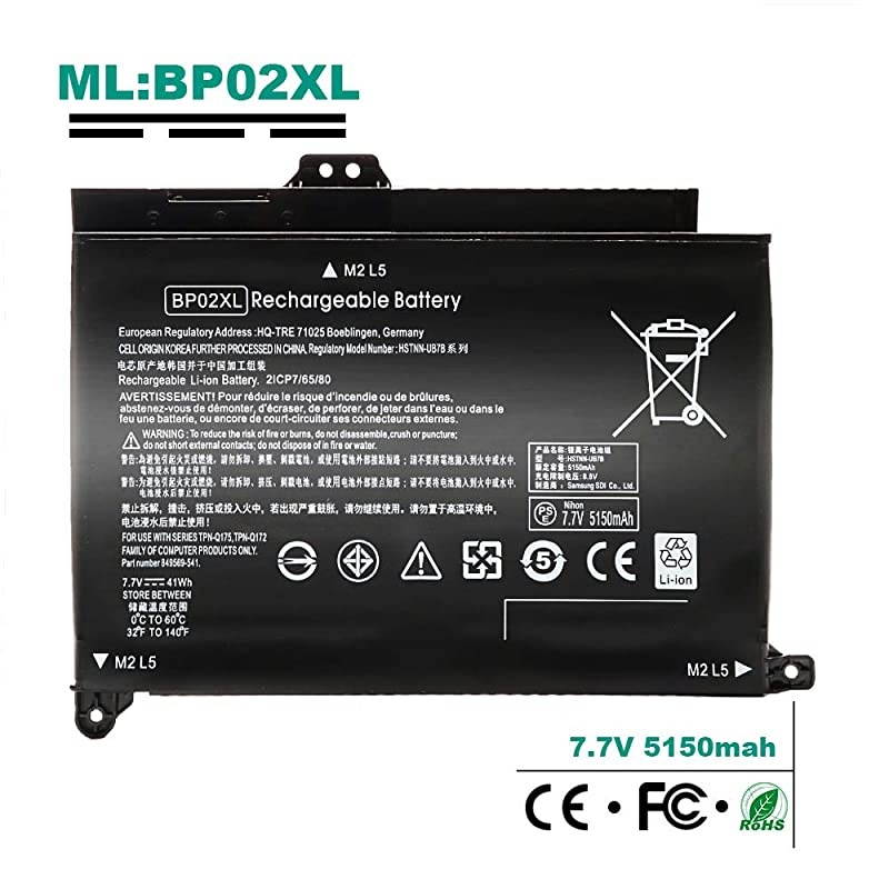BP02XL Battery 77V 41Wh Replacement for HP Pavilion 15z aw000 15 au000 15AU123CL 15AU023CL 15AU057CL 15AU020WM 15AW053NR 15AW068NR AW167CL Laptop Spare BP02041XL 849569421 TPNQ172