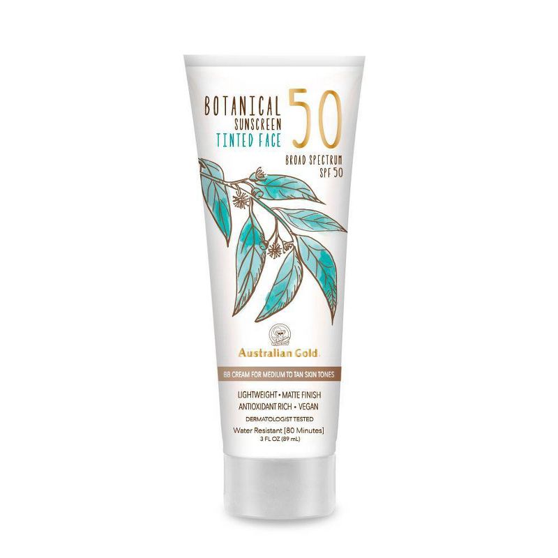 Australian Gold Botanical Tinted Face Sunscreen Lotion - Medium To Tan - SPF 50 -3 fl oz