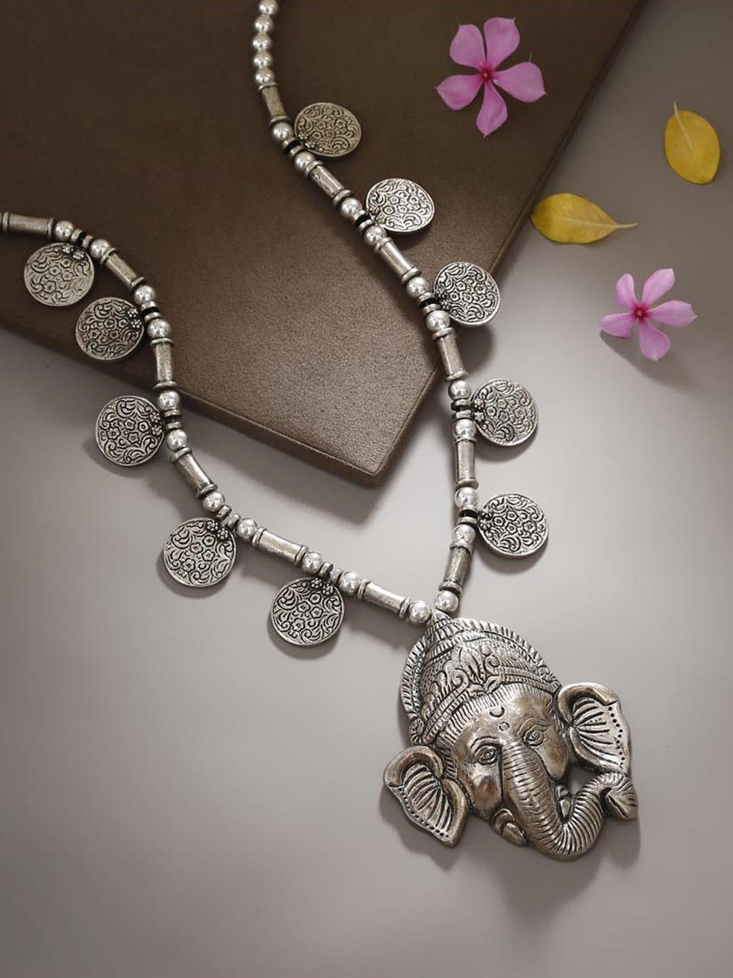 Imli Street Ganesh Design Silver Necklace
