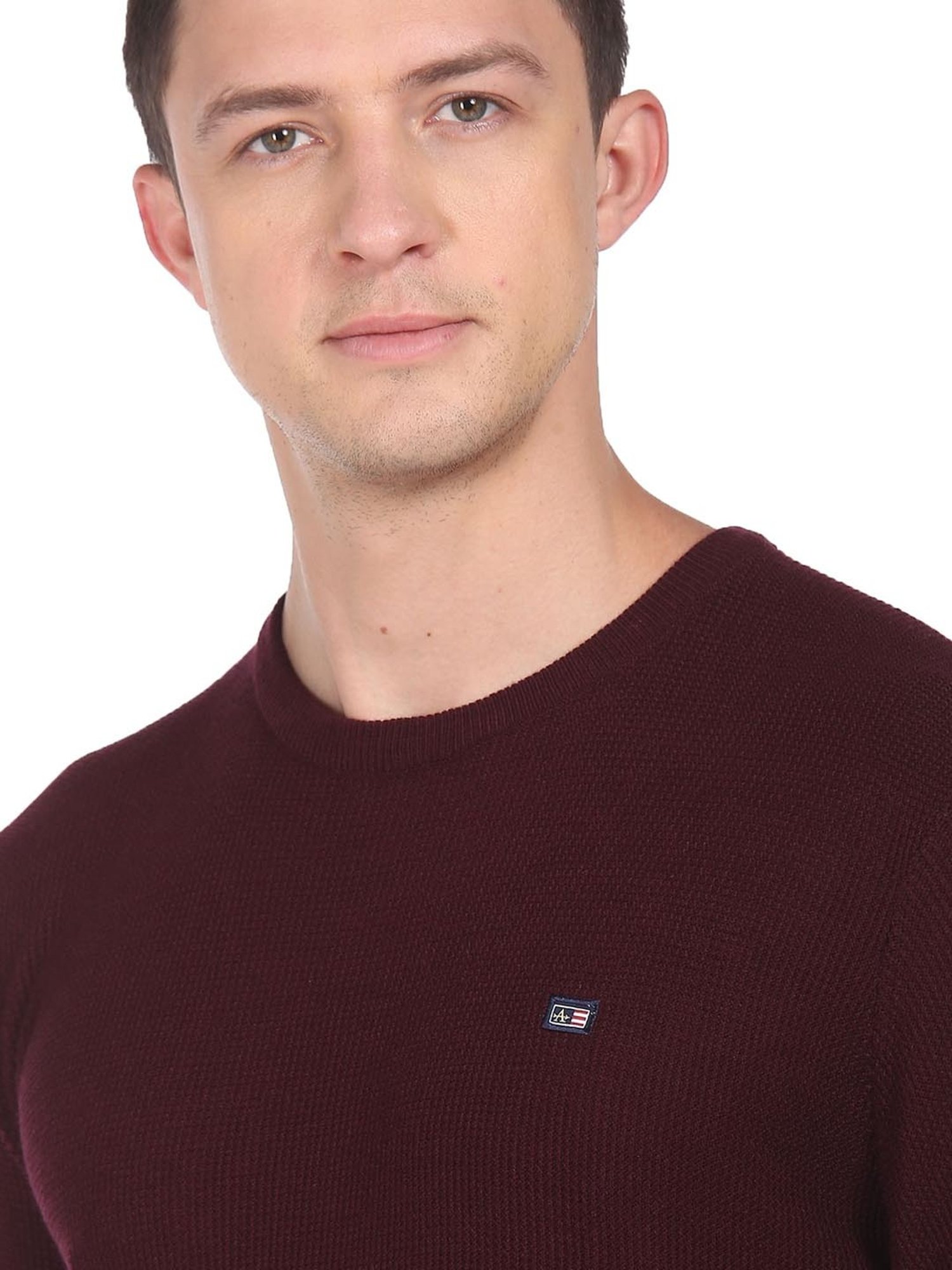 Arrow Sport Burgundy Regular Fit Sweater