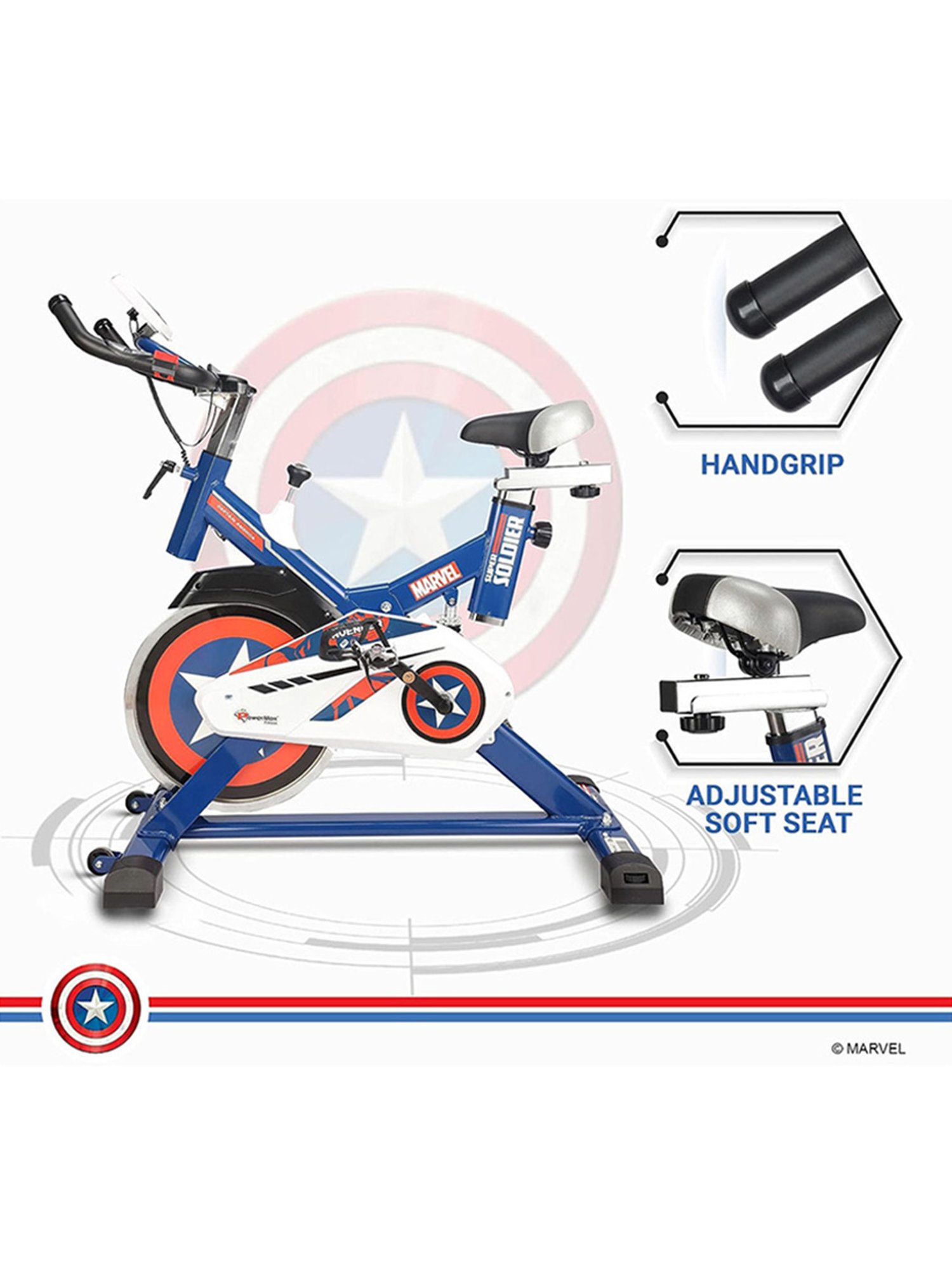 PowerMax Fitness MB-165 Spin Bike (Blue)