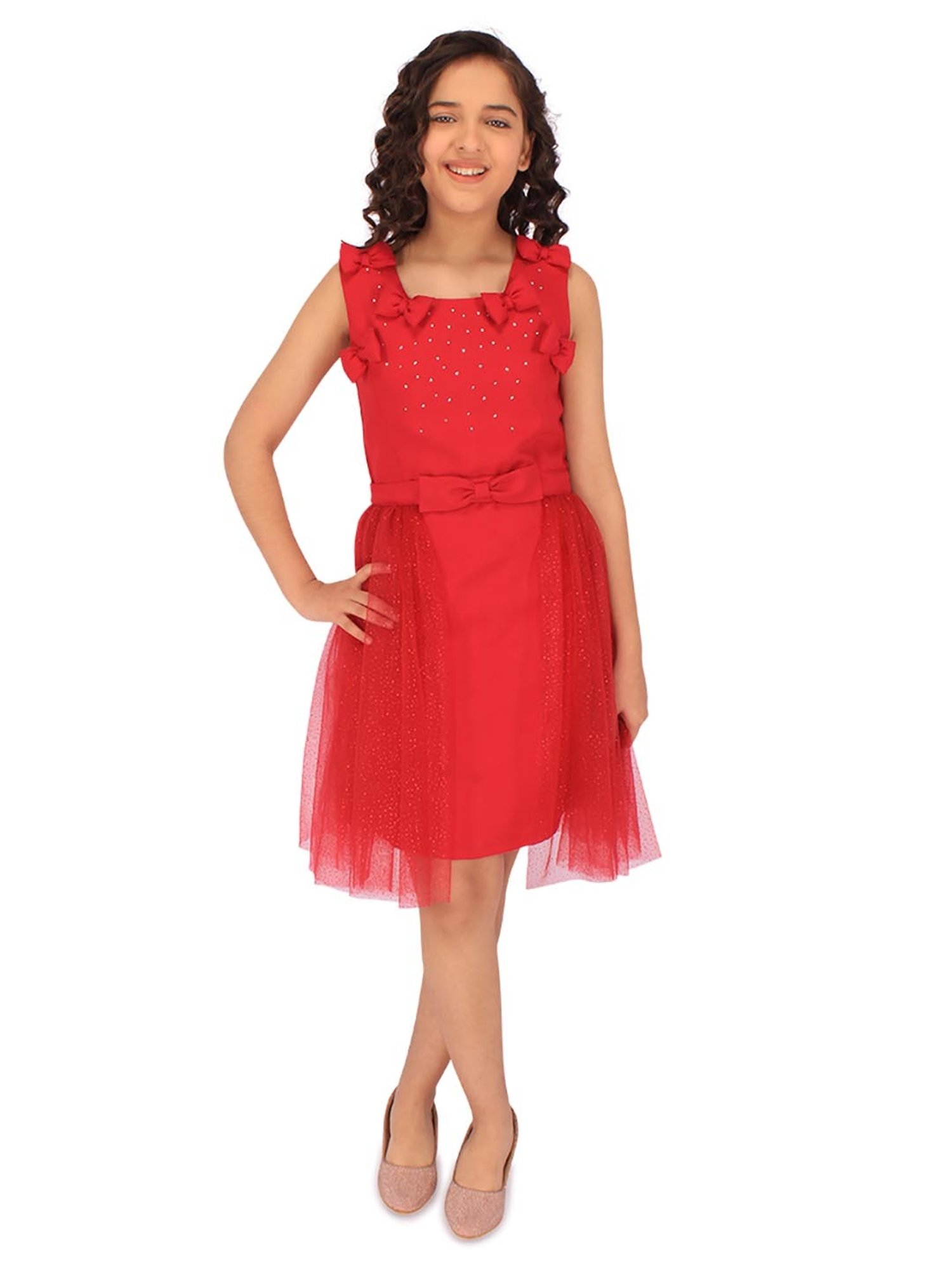 Cutecumber Kids Maroon Embellished Dress