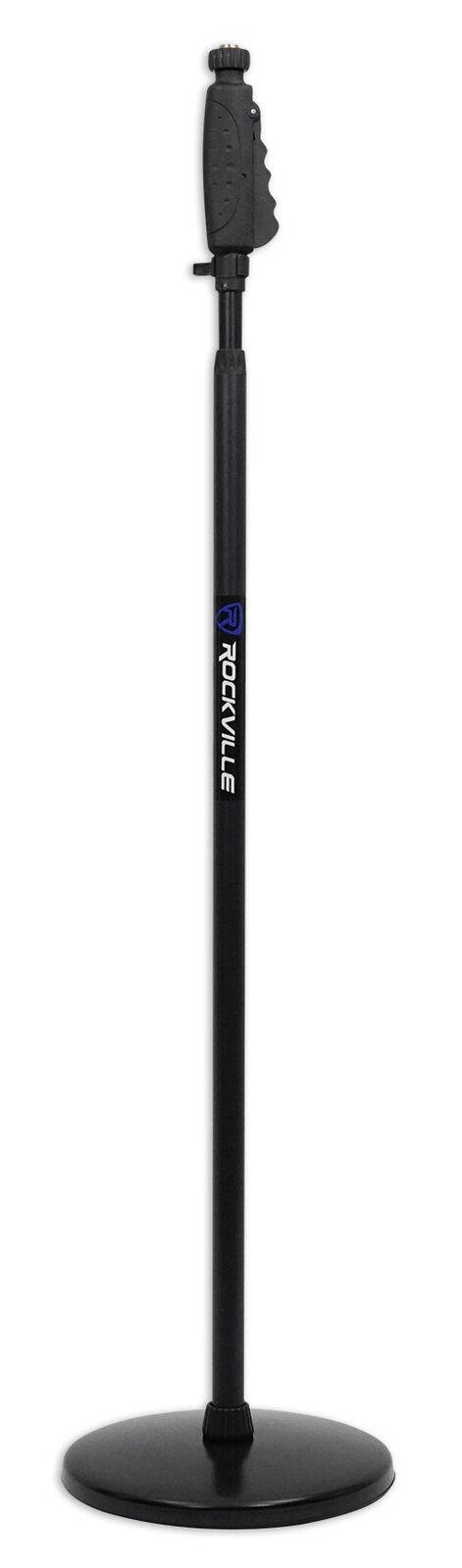 Rockville Microphone Mic Stand w/ Round Base+Smartphone/Tablet/iPad Clamp Mount