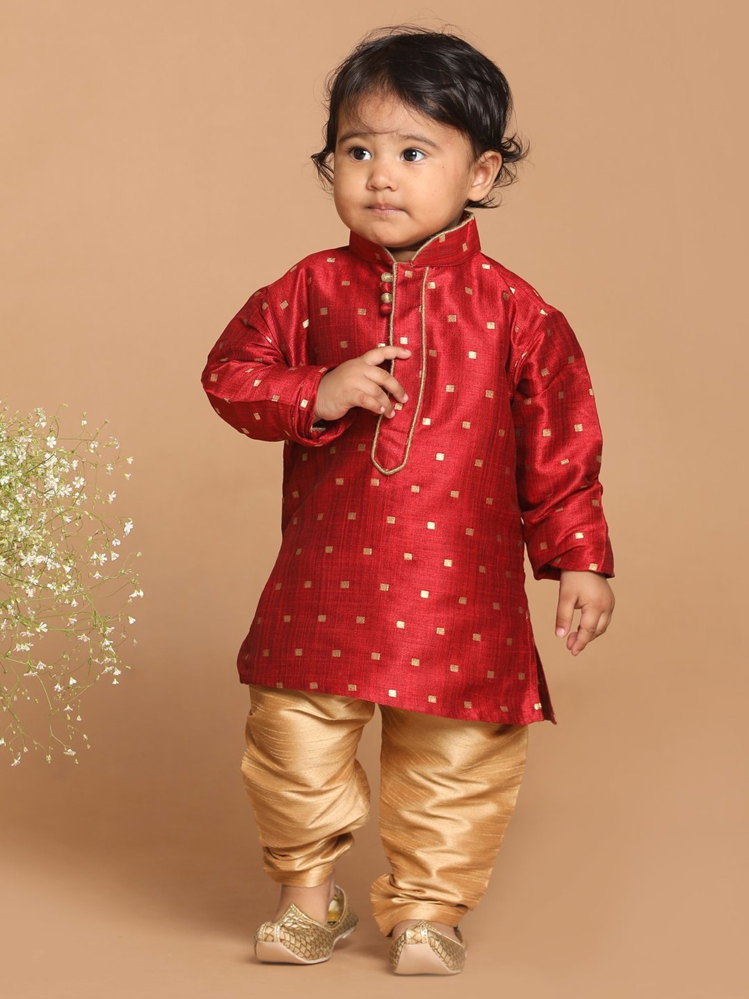VASTRAMAY SISHU Maroon & Gold Printed Kurta Set