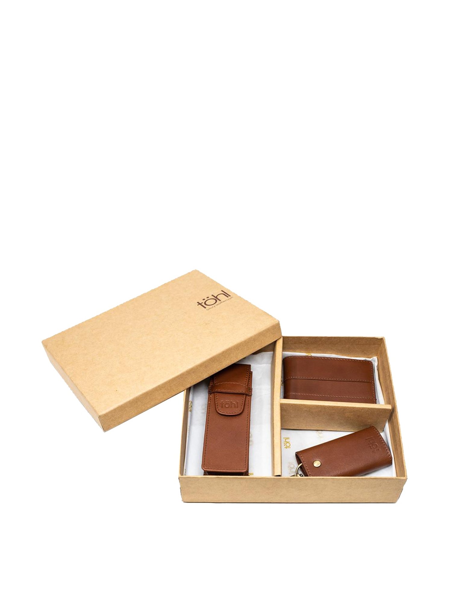 Tohl Kirov Tan Casual Leather Bi-Fold Wallet,Keychain & Pen Holder Set for Men